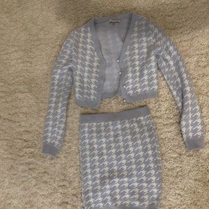 Fuzzy two piece skirt set